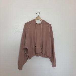 H&M light pink oversized cropped hoodie